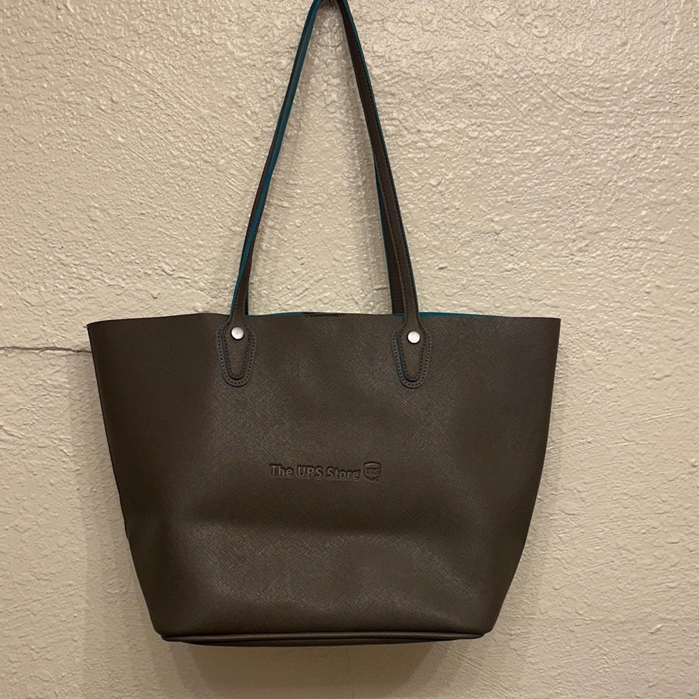 Brown Tote Bag the ups store brand logo on front